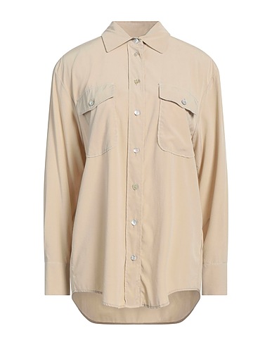 KILTIE Solid colour shirts & blouses Khaki 93% Silk, 7% Elastane