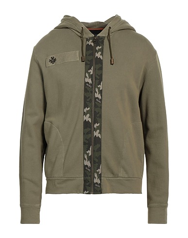 MR & MRS ITALY Hooded track jacket  Military green 100% Cotton, Polyester, Polyamide