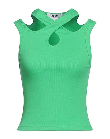 MSGM Tank top Green 95% Cotton, 5% Elastane