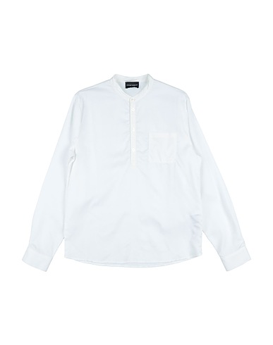EMPORIO ARMANI Solid color shirt White 51% Lyocell, 30% Linen, 19% Cotton
