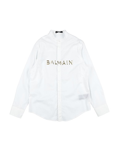 BALMAIN Hemd mit Muster Weiß 100% Baumwolle, Perlmutt