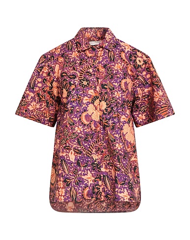ULLA JOHNSON Camicie e bluse a fiori Viola 100% Cotone