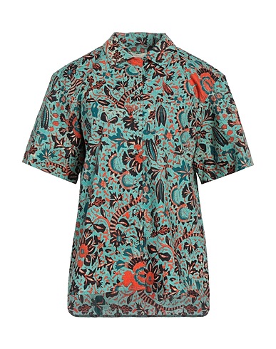 ULLA JOHNSON Camicie e bluse a fiori Turchese 100% Cotone