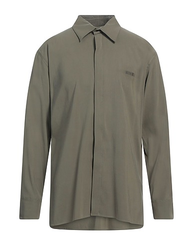 MSGM Camicia tinta unita Verde militare 84% Viscosa, 16% Poliestere