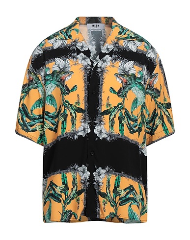 MSGM Hemd mit Muster Schwarz 100% Viskose