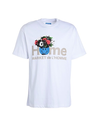 MARKET Sportswear Smiley Market De L'Homme T-Shirt
 White 100% Cotton