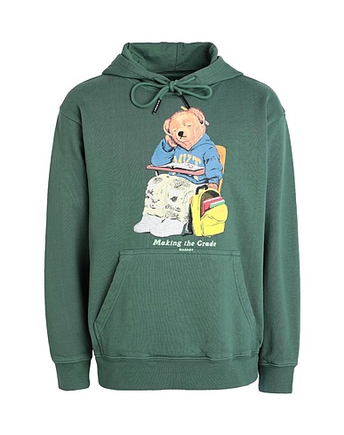 MARKET Hooded sweatshirt Making The Grade Bear Pullover Hoodie
 Green 100% Cotton