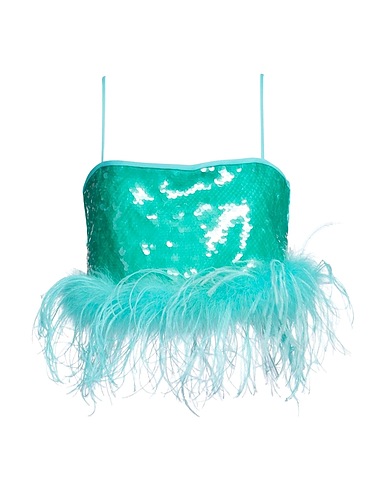 GIUSEPPE DI MORABITO Top Turquoise 100% PES, Viscose, PBT - Polybutylene terephthalate, Ostrich feathers