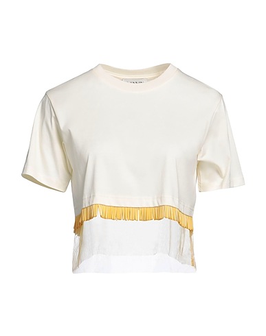 LANVIN T-shirt Ivory 100% Cotton, Polyamide, Glass