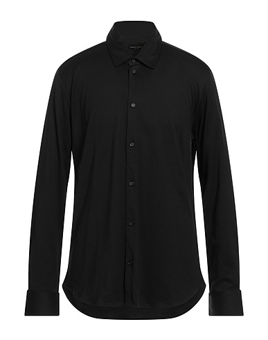 ROBERTO COLLINA Camicia tinta unita Nero 100% Cotone