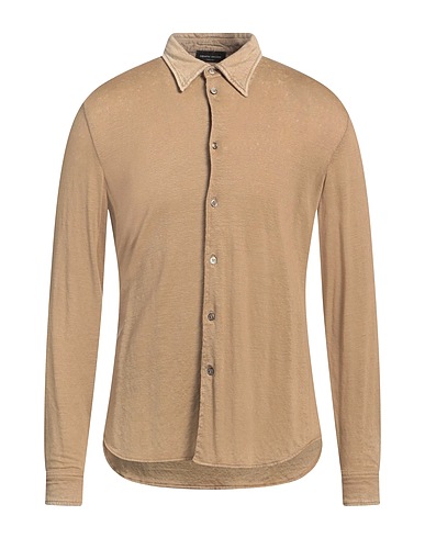 ROBERTO COLLINA Solid color shirt Light brown 100% Cotton