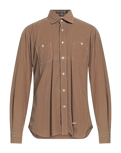TINTORIA MATTEI 954 Solid colour shirt Camel 100% Cotton