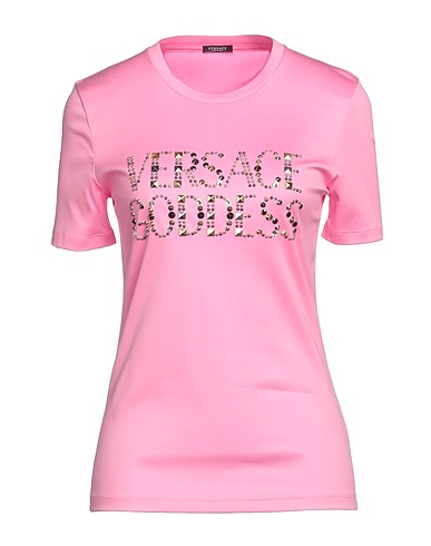 VERSACE T-shirt Pink 100% Cotton, Metal, Glass