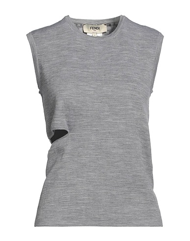 FENDI Sleeveless sweater Grey 85% Wool, 14% Polyamide, 1% Polyurethane