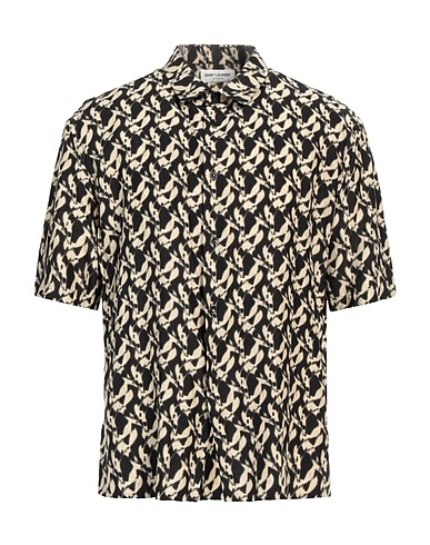 SAINT LAURENT Patterned shirt Black 84% Viscose, 16% Silk