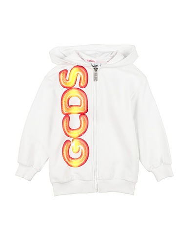 GCDS MINI Hooded track jacket  White 98% Cotton, 2% Elastane