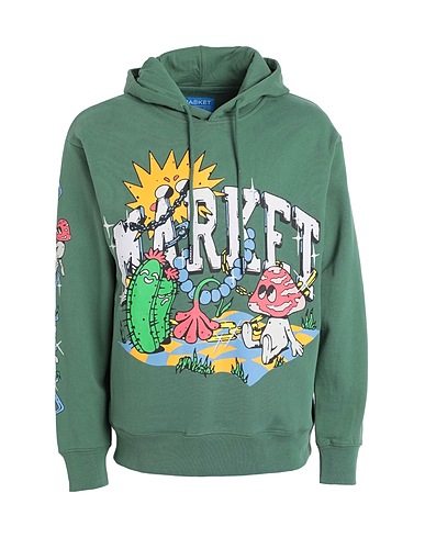 MARKET Hooded sweatshirt Fantasy Farm Pullover Hoodie Green 100% Cotton