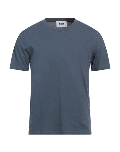 ALPHA STUDIO T-shirt Slate blue 95% Cotton, 5% Elastane