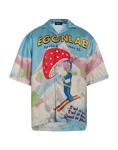 EGONLAB. Patterned shirt Pastel blue 100% Viscose