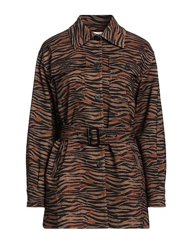 TRUE ROYAL Patterned shirts & blouses Brown 88% Virgin Wool, 10% Polyamide, 2% Elastane