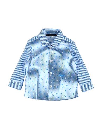 DANIELE ALESSANDRINI Patterned shirt Blue 97% Cotton, 3% Elastane