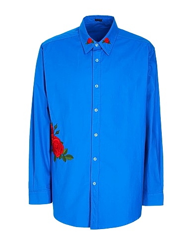8 by YOOX Shirts EMBROIDERED OVERSIZE SHIRT
 Azure 100% Organic cotton