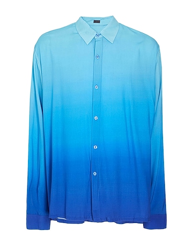 8 by YOOX Patterned shirt DEGRADE' REGULAR SHIRT Azure 100% Viscose