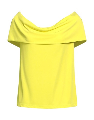 MIRELLA MATTEINI Off-the-shoulder top Lime green 60% Viscose, 35% Polyester, 5% Elastane