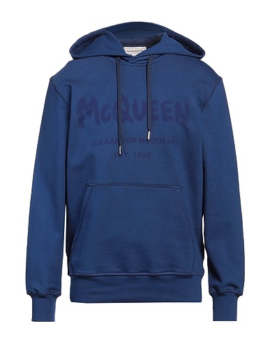 MCQUEEN Hooded track jacket  Blue 100% Cotton, Elastane