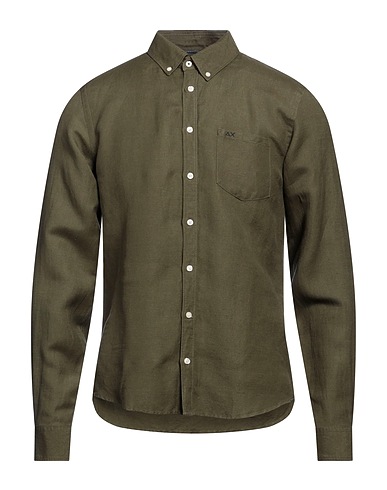SUN 68 Camicia in lino Verde militare 55% Lino, 45% Viscosa