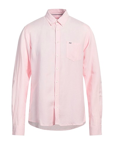 SUN 68 Einfarbiges Hemd Rosa 55% Leinen, 45% Viskose