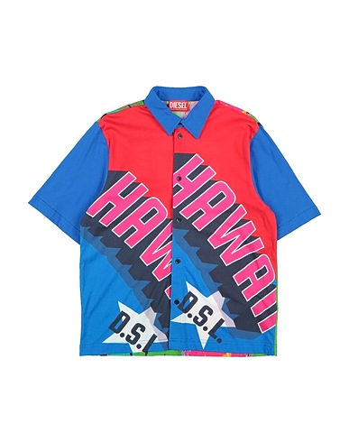 DIESEL Patterned shirt Bright blue 100% Cotton