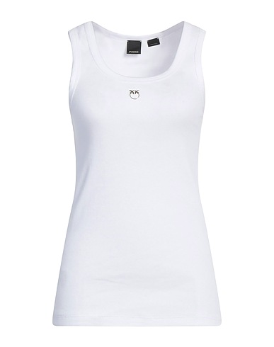 PINKO Tank top DENIM White 95% Cotton, 5% Elastane