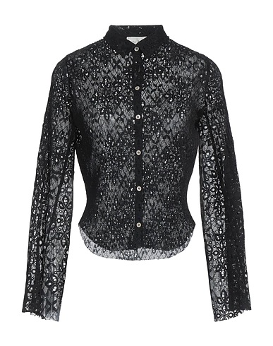 FORTE_FORTE Lace shirts & blouses Black 100% Polyester, Polyamide