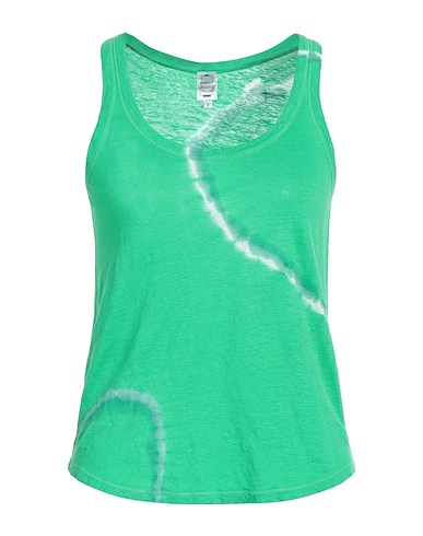 BONNETERIE UNIVERSEL Tank top Green 96% Linen, 4% Elastane