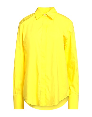 BCBGMAXAZRIA Solid color shirts & blouses Yellow 97% Cotton, 3% Elastane