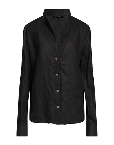 BCBGMAXAZRIA 리넨 셔츠 블랙 100% 리넨