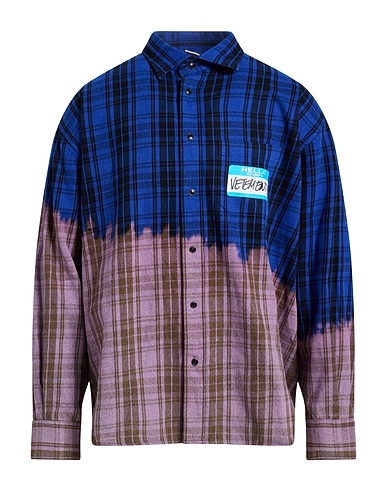 VETEMENTS Checked shirt Blue 65% Cotton, 30% Polyester, 2% Viscose, 2% Acrylic, 1% Polyamide