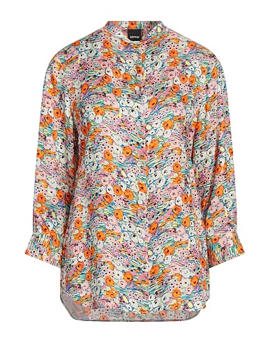 ASPESI Patterned shirts & blouses Orange 65% Viscose, 35% Silk