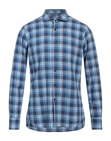 TINTORIA MATTEI 954 Checked shirt Slate blue 100% Cotton