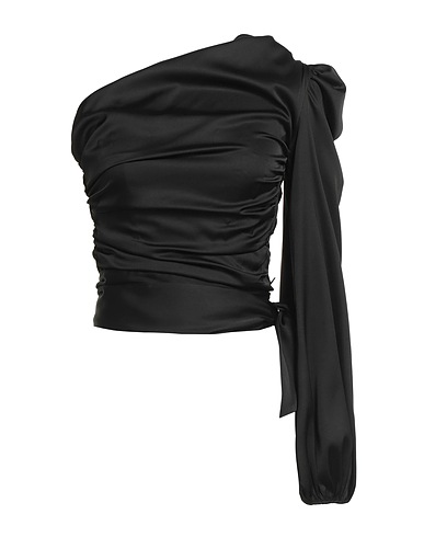 PINKO One-shoulder top Black 96% Polyester, 4% Elastane