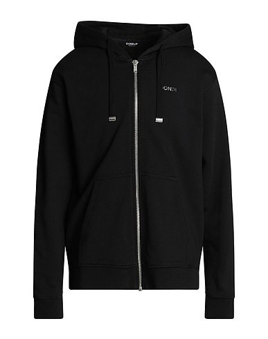 DONDUP Hooded track jacket  Black 100% Cotton, Elastane