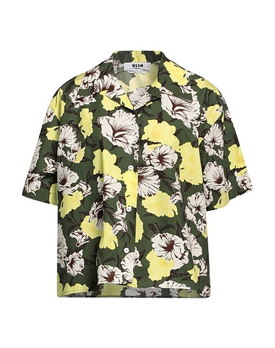 MSGM Floral shirts & blouses Dark green 100% Cotton
