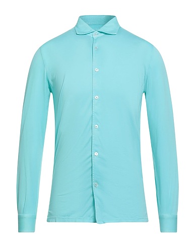 FEDELI Solid color shirt Turquoise 100% Organic cotton