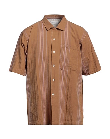 UNIVERSAL WORKS Striped shirt Camel 100% Cotton