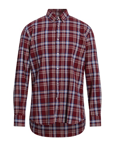 BROOKSFIELD Kariertes Hemd Bordeaux 100% Baumwolle