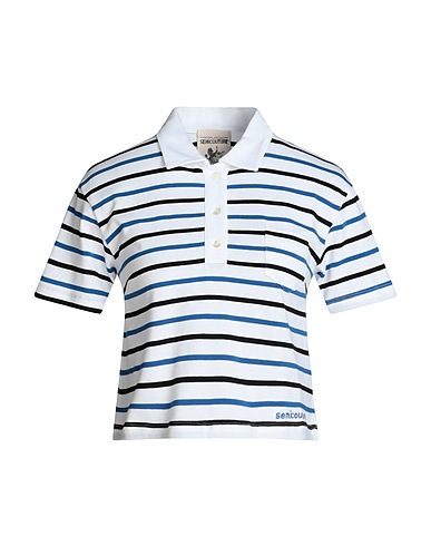 SEMICOUTURE Polo shirt White 95% Cotton, 5% Elastane