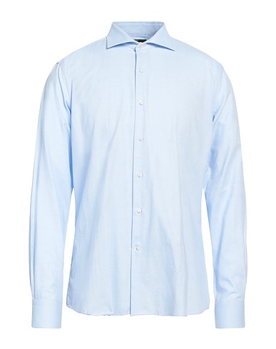 CAVALLI CLASS Solid color shirt Light blue 100% Cotton
