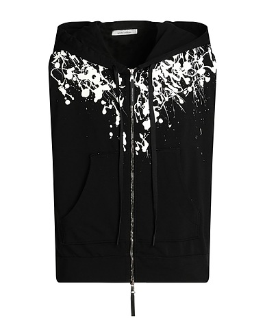 NOSTRASANTISSIMA Hooded track jacket  Black 97% Cotton, 3% Elastane