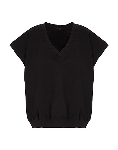 8 by YOOX Sweatshirt ORGANIC COTTON VEST
 Black 100% Organic cotton